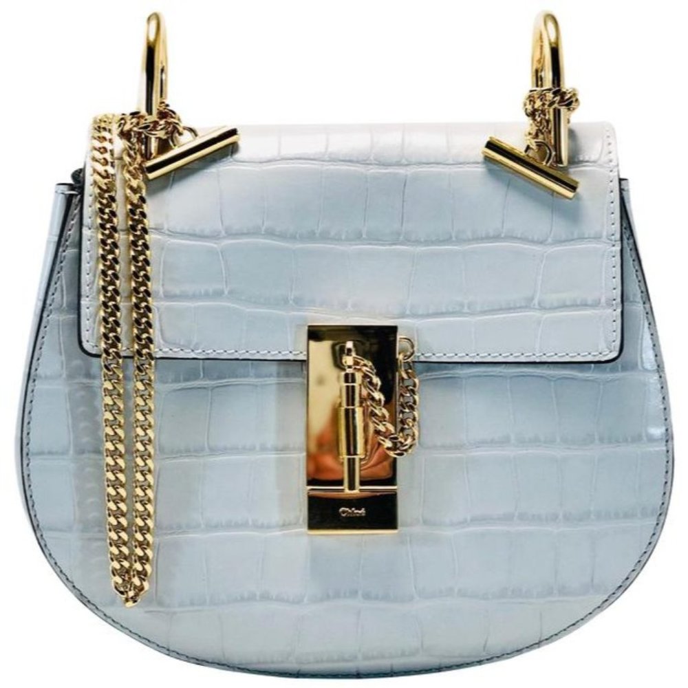 Chloe Drew Embossed Croco Effect Leather Bag